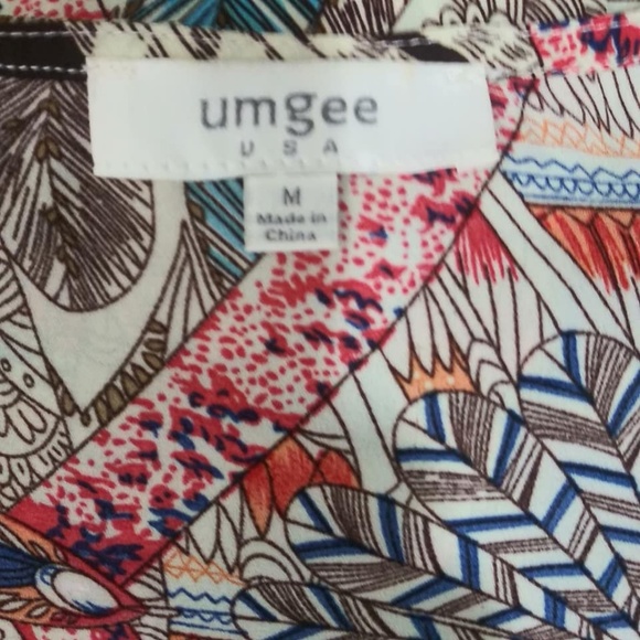 Umgee Boho Feather Print Baby Doll Dress Tunic Med - Picture 6 of 8